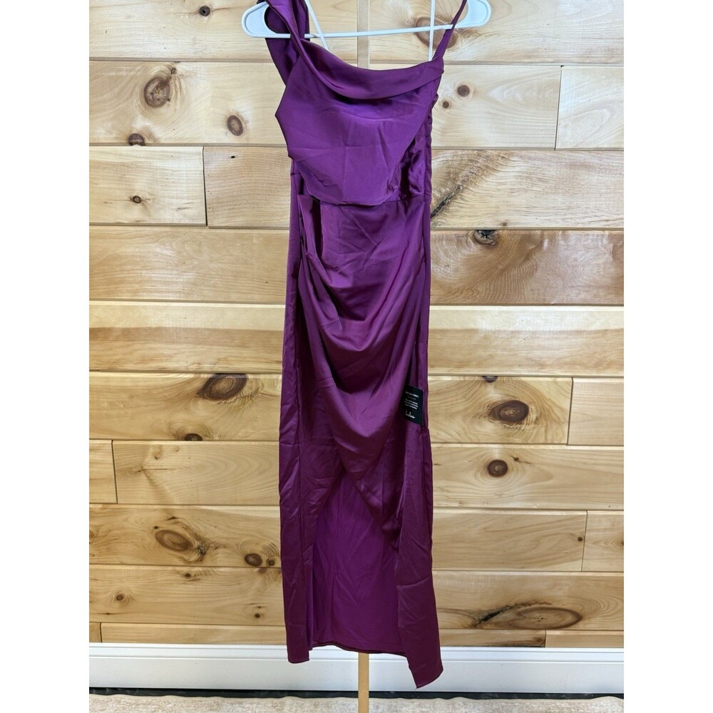 Lulus Signature Elegance Plum‎ Purple Satin One-Shoulder Maxi Dress NWT! XS